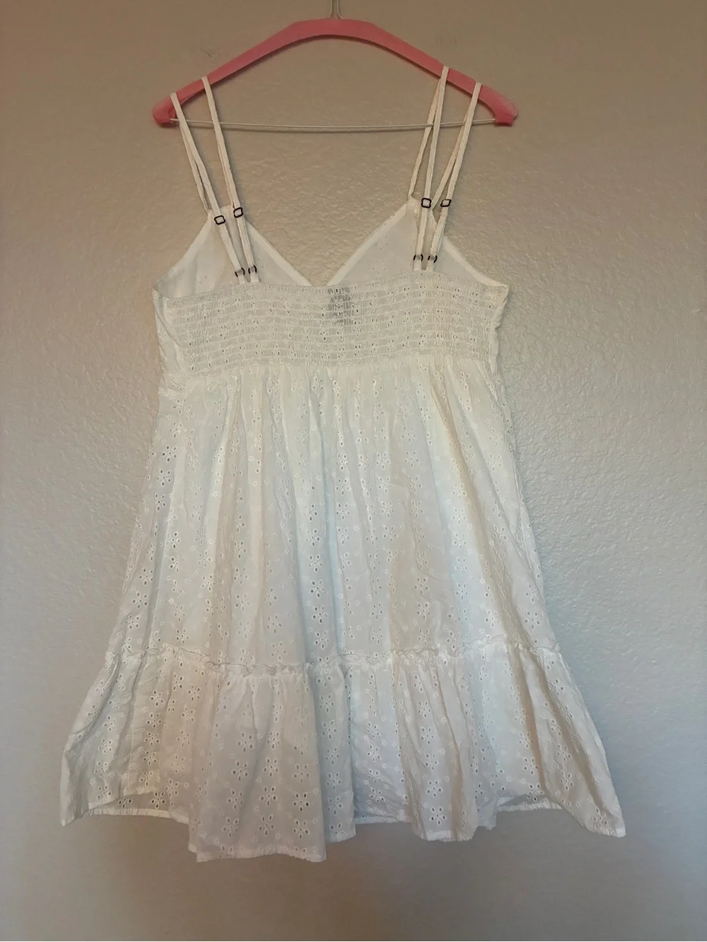 Wild Fable 100% Cotton White Eyelet Babydoll Dress Adjustable Straps Y2K Cottage